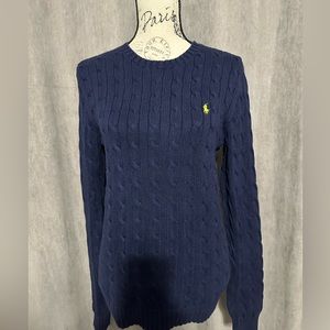 Ralph Lauren Sport cable knit navy sweater size large
